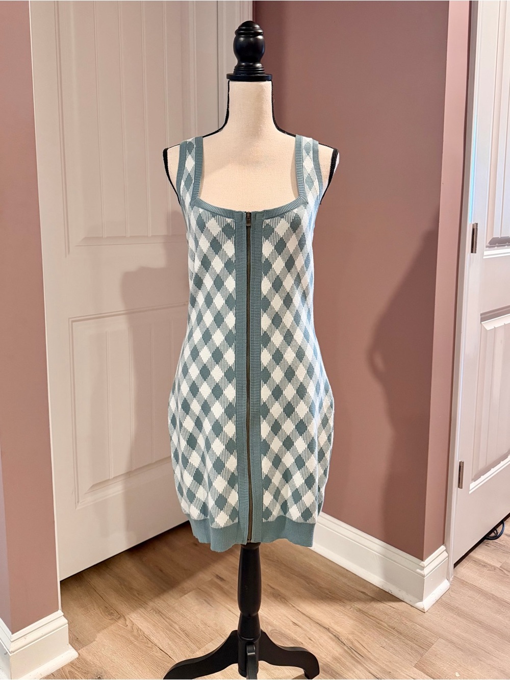 NEW Dolls Kill Checkered Print Sweater Dress Size L